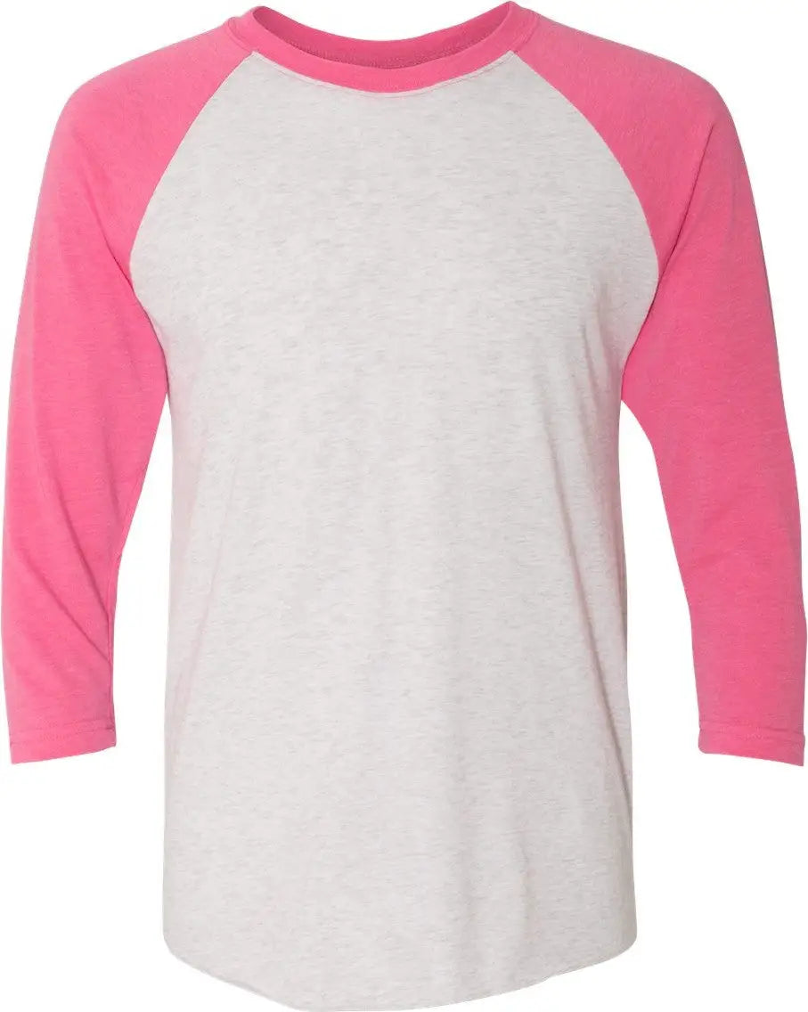 Next Level 6051 Tri-blend 3/4 Raglan T-shirt - Vintage Pink - Heather White - Adult Xs