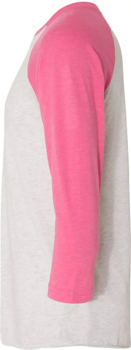 Next Level 6051 Tri-blend 3/4 Raglan T-shirt - Vintage Pink - Heather White