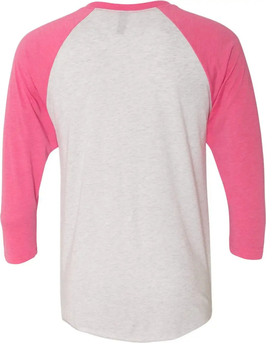 Next Level 6051 Tri-blend 3/4 Raglan T-shirt - Vintage Pink - Heather White