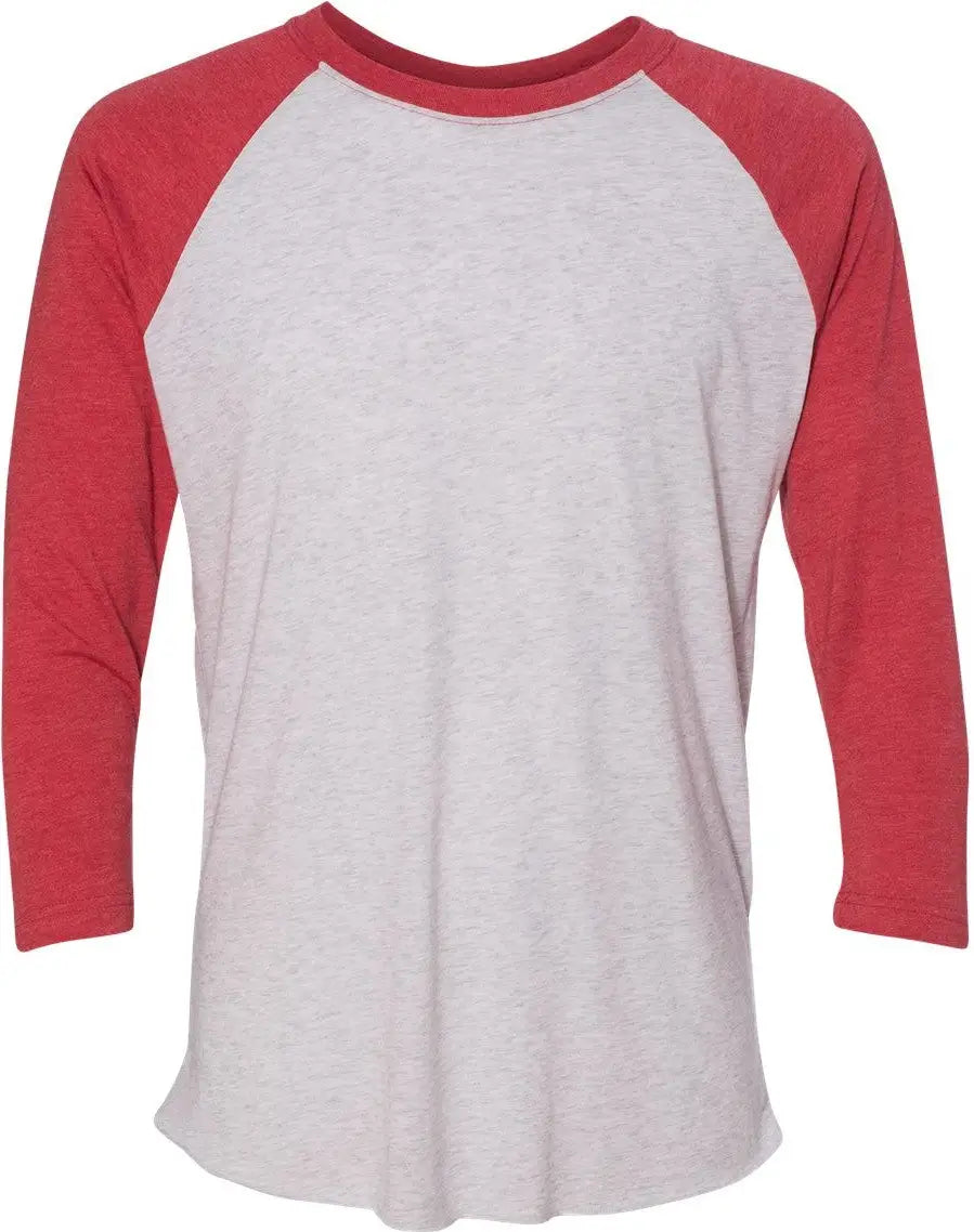Next Level 6051 Tri-blend 3/4 Raglan T-shirt - Vintage Red - Heather White