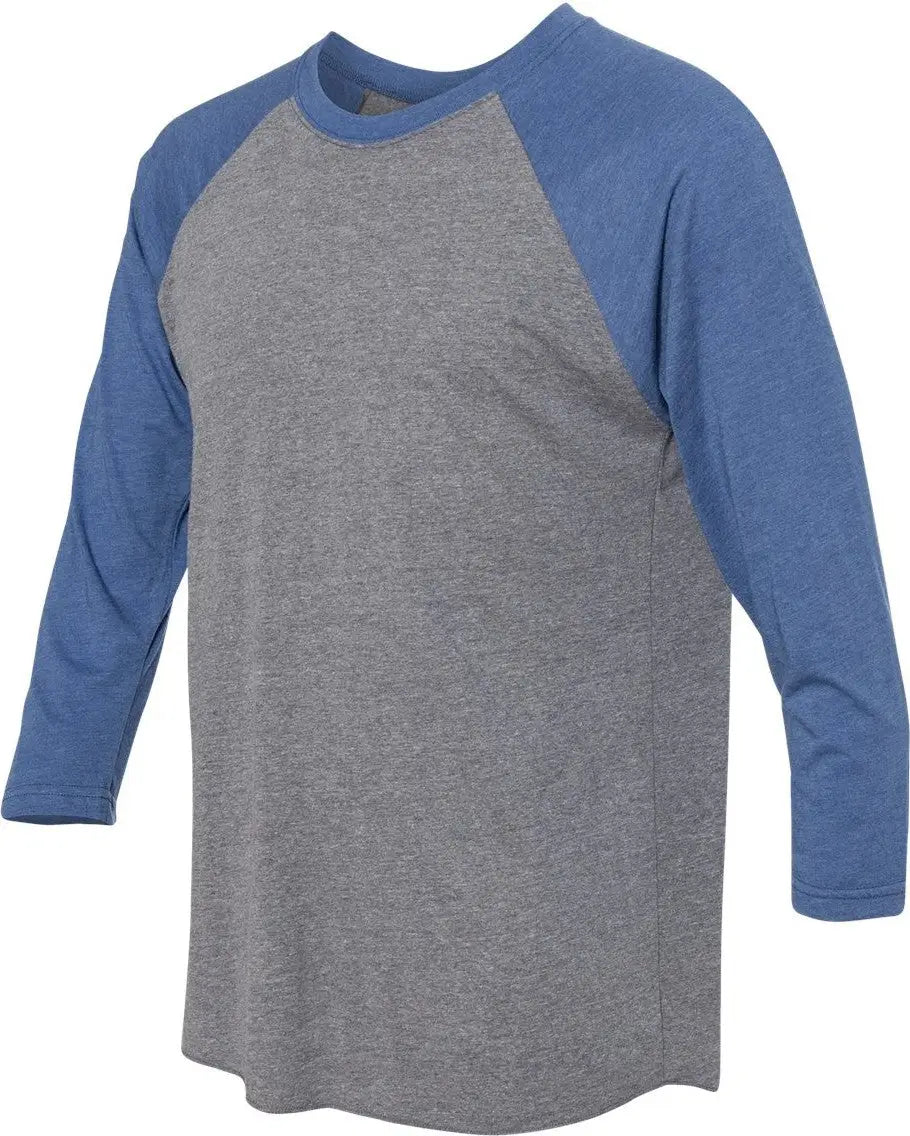 Next Level 6051 Tri-blend 3/4 Raglan T-shirt - Vintage Royal - Premium Heather - Adult Xs