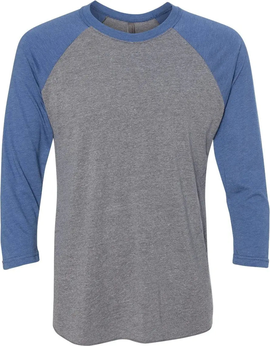 Next Level 6051 Tri-blend 3/4 Raglan T-shirt - Vintage Royal - Premium Heather
