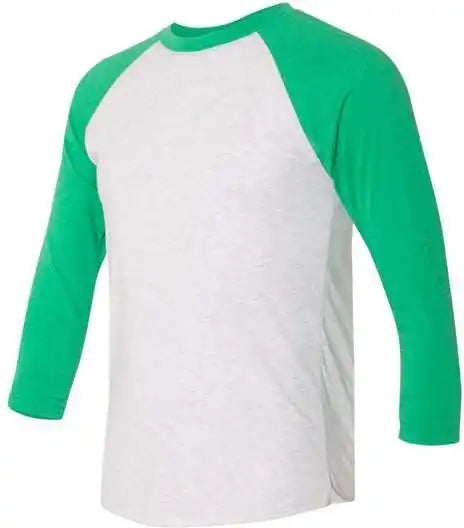 Next Level 6051 Unisex Triblend Three Quarter Sleeve Raglan Envy Sleeves Heather White Body