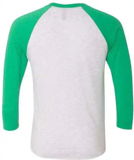 Next Level 6051 Unisex Triblend Three Quarter Sleeve Raglan Envy Sleeves Heather White Body