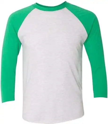 Next Level 6051 Unisex Triblend Three Quarter Sleeve Raglan Envy Sleeves Heather White Body