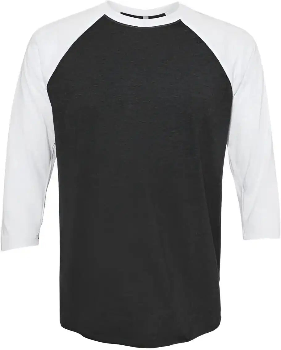Next Level 6051 Unisex Triblend Three Quarter Sleeve Raglan Heather White Vintage Black
