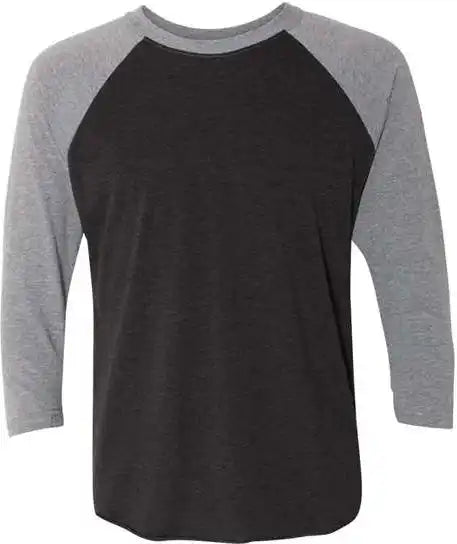 Next Level 6051 Unisex Triblend Three-quarter Sleeve Raglan - Premium Heather Sleeves Vintage Black Body