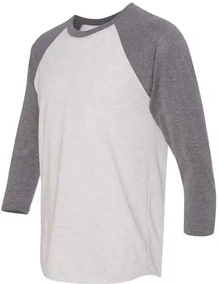 Next Level 6051 Unisex Triblend Three-quarter Sleeve Raglan - Premium Heather Sleeves White Body