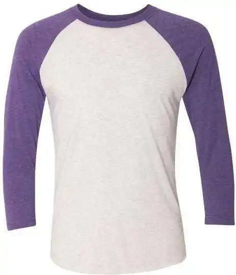 Next Level 6051 Unisex Triblend Three-quarter Sleeve Raglan - Purple Rush Sleeves Heather White Body