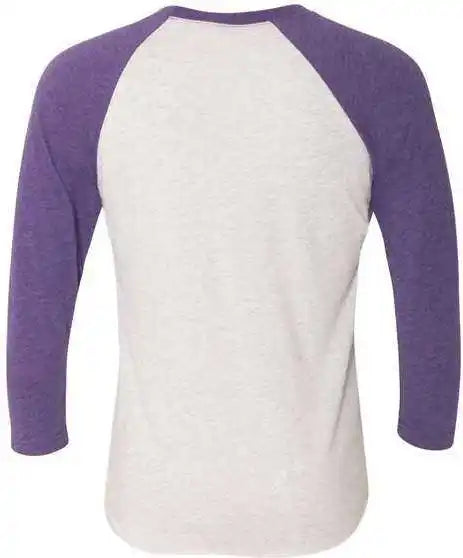 Next Level 6051 Unisex Triblend Three-quarter Sleeve Raglan - Purple Rush Sleeves Heather White Body