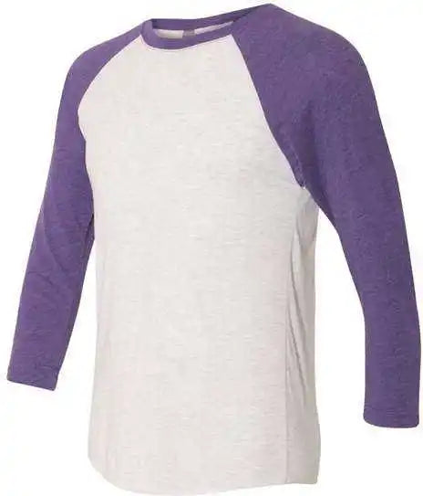 Next Level 6051 Unisex Triblend Three-quarter Sleeve Raglan - Purple Rush Sleeves Heather White Body