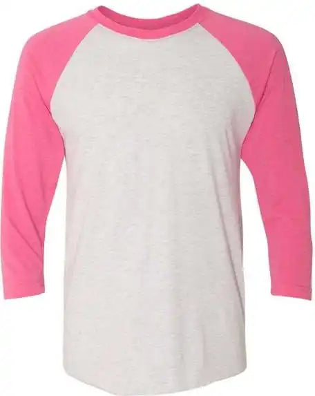 Next Level 6051 Unisex Triblend Three-quarter Sleeve Raglan - Vintage Pink Sleeves Heather White Body