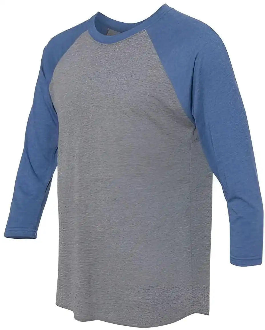 Next Level 6051 Unisex Triblend Three Quarter Sleeve Raglan Vintage Royal Sleeves Premium Heather Body