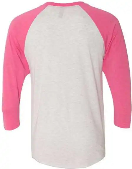 Next Level 6051 Unisex Triblend Three Quarter Sleeve Raglan Vintage Pink Sleeves Heather White Body