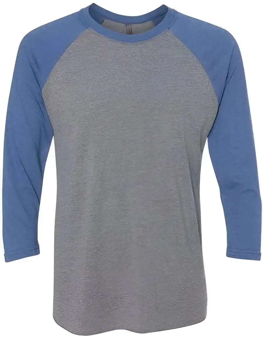 Next Level 6051 Unisex Triblend Three Quarter Sleeve Raglan Vintage Royal Sleeves Premium Heather Body