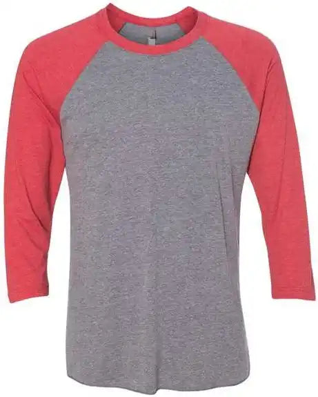 Next Level 6051 Unisex Triblend Three-quarter Sleeve Raglan - Vintage Red Sleeves Premium Heather Body