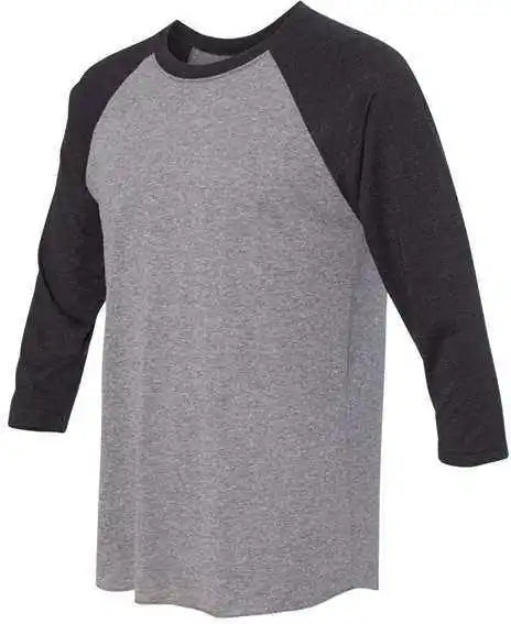 Next Level 6051 Unisex Triblend Three Quarter Sleeve Raglan Vintage Black Sleeves Premium Heather Body