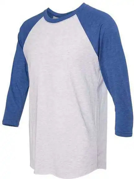Next Level 6051 Unisex Triblend Three-quarter Sleeve Raglan - Vintage Royal Sleeves Heather White Body