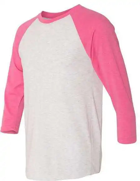 Next Level 6051 Unisex Triblend Three-quarter Sleeve Raglan - Vintage Pink Sleeves Heather White Body