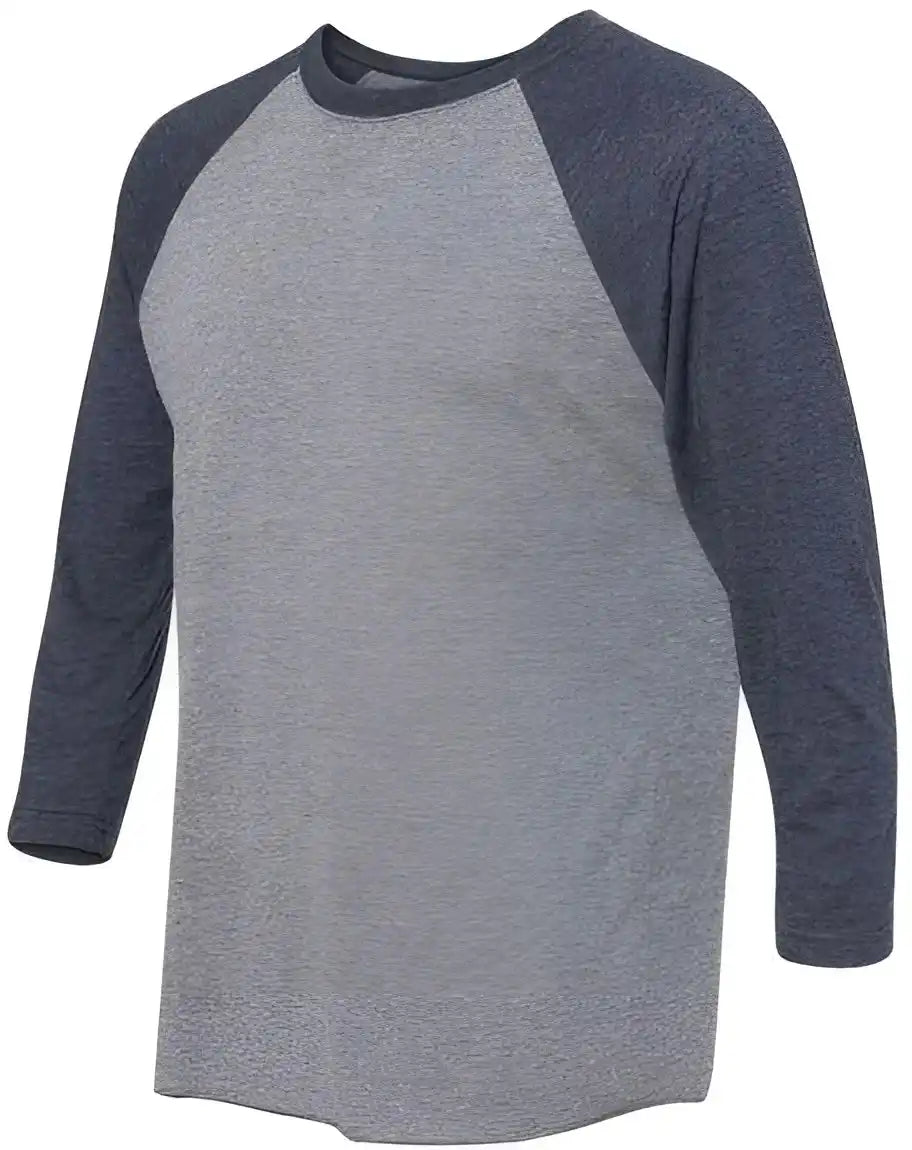Next Level 6051 Unisex Triblend Three Quarter Sleeve Raglan Vintage Navy Sleeves Premium Heather Body