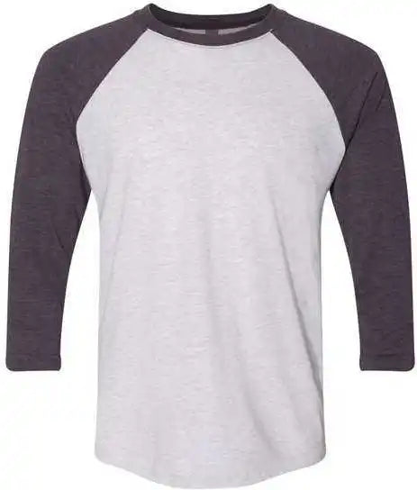 Next Level 6051 Unisex Triblend Three-quarter Sleeve Raglan - Vintage Purple Sleeves Heather White Body