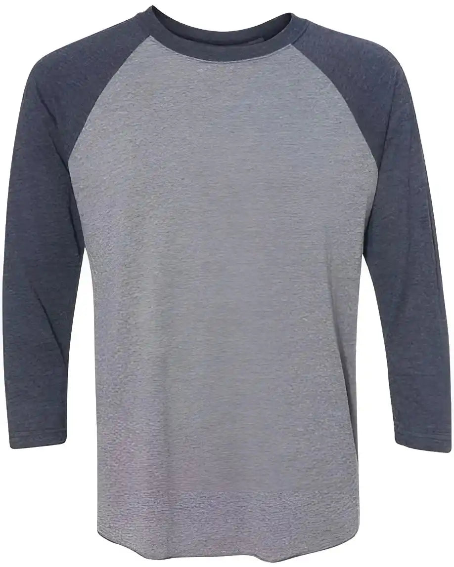 Next Level 6051 Unisex Triblend Three Quarter Sleeve Raglan Vintage Navy Sleeves Premium Heather Body