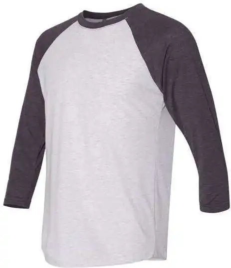 Next Level 6051 Unisex Triblend Three-quarter Sleeve Raglan - Vintage Purple Sleeves Heather White Body