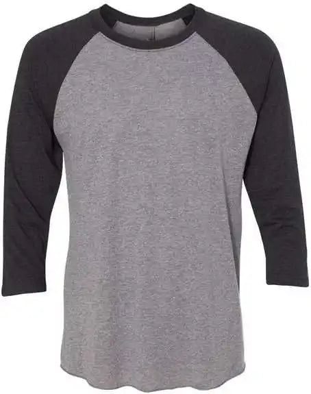Next Level 6051 Unisex Triblend Three Quarter Sleeve Raglan Vintage Black Sleeves Premium Heather Body