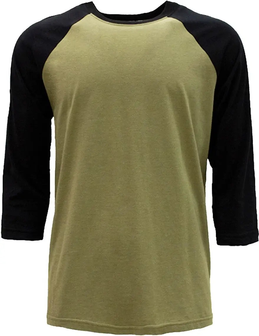 Next Level 6251 Cvc Three-quarter Sleeve Raglan T-shirt - Black Olive - Black/ / Adult Xs