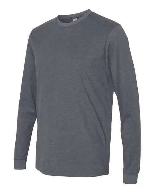 Next Level 6411 Sueded Long Sleeve Crew - Heather Metal