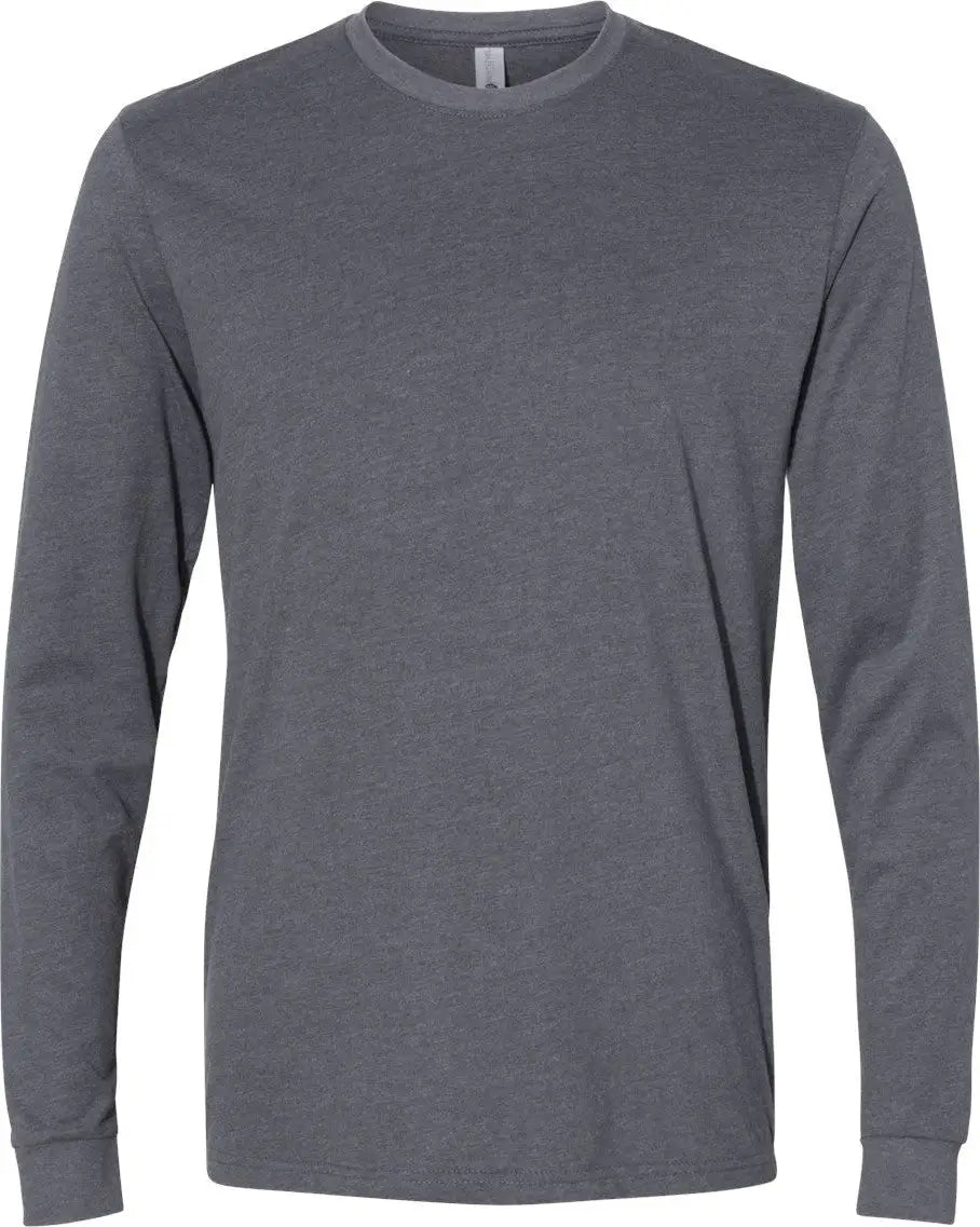 Next Level 6411 Sueded Long Sleeve T-shirt - Heather Heavy Metal - Light Gray / Adult Xs