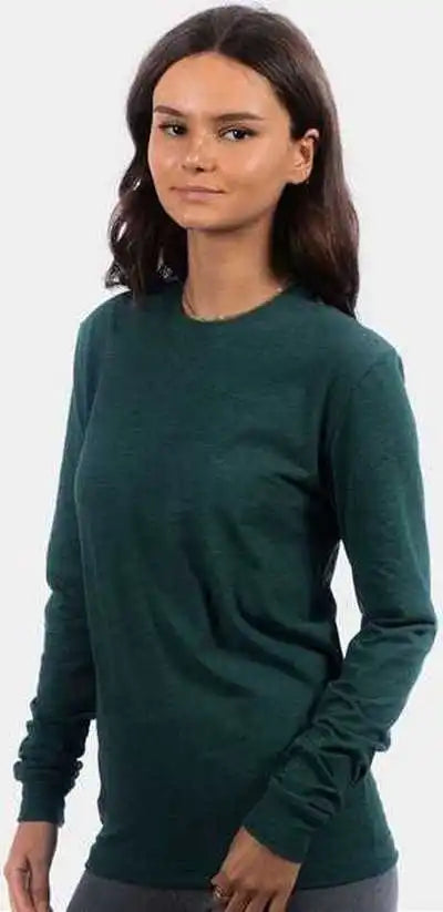 Next Level 6411 Unisex Sueded Long Sleeve t Shirt Heather Forest Green