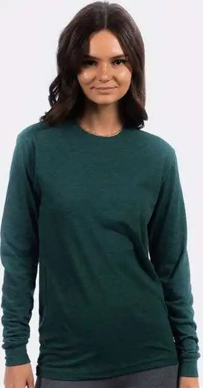 Next Level 6411 Unisex Sueded Long Sleeve t Shirt Heather Forest Green
