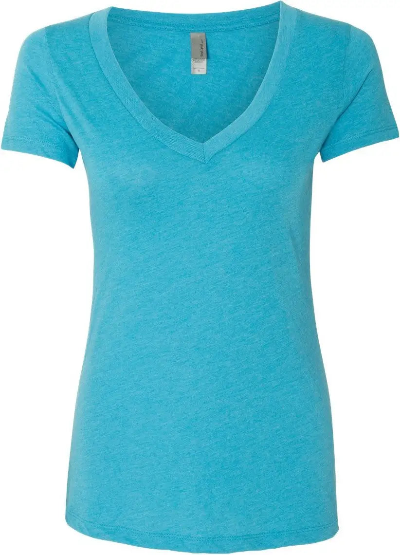 Next Level 6740 Women’s Tr-blend Deep V-neck T-shirt - Vintage Turquoise - Ladies 2xl
