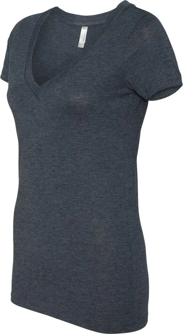 Next Level 6740 Women’s Tr-blend Deep V-neck T-shirt - Vintage Navy - Ladies s