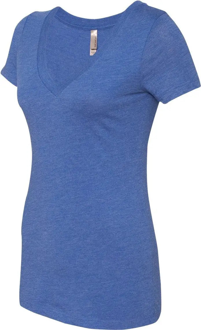 Next Level 6740 Women’s Tr-blend Deep V-neck T-shirt - Vintage Royal - Ladies 2xl