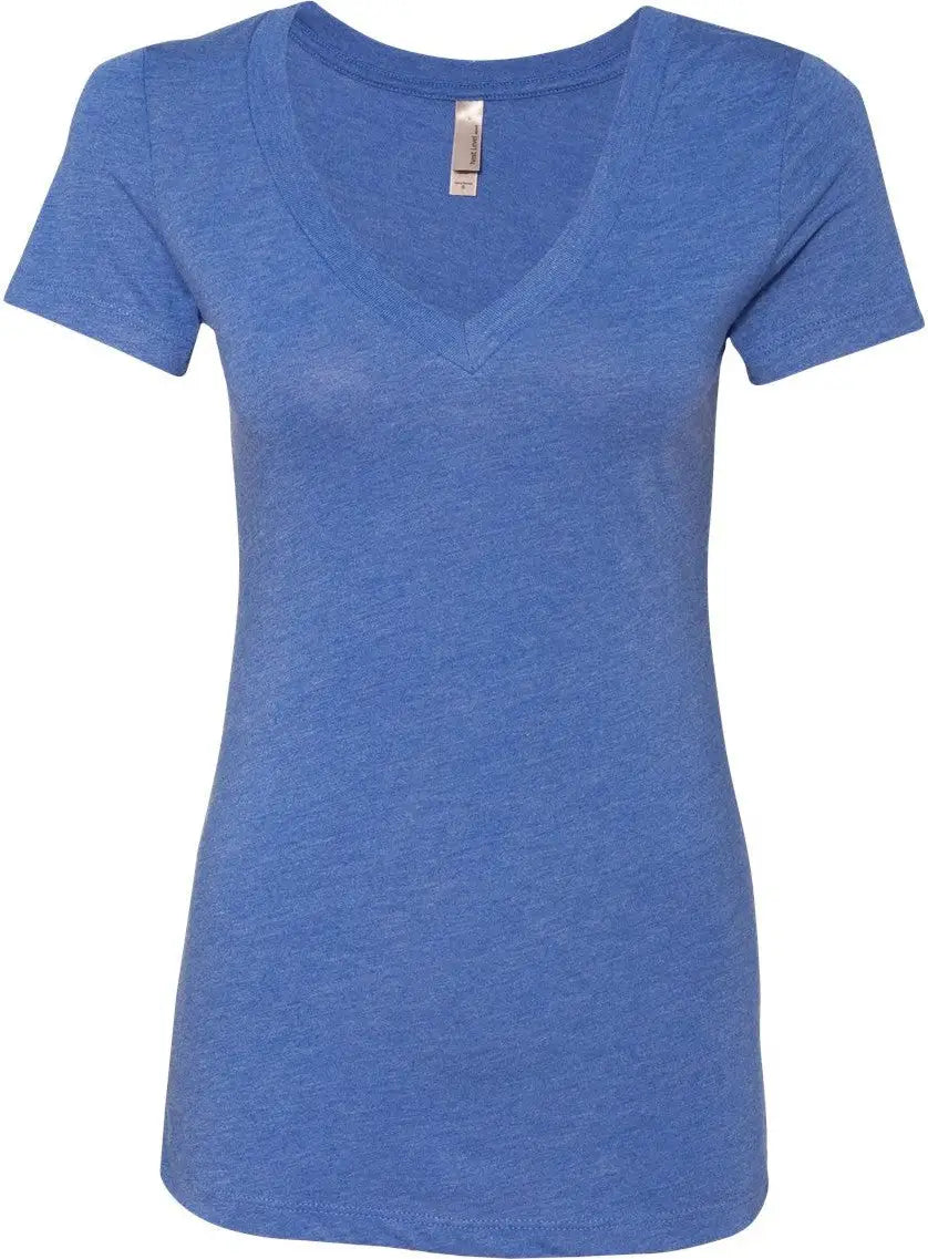 Next Level 6740 Women’s Tr-blend Deep V-neck T-shirt - Vintage Royal - Ladies 2xl