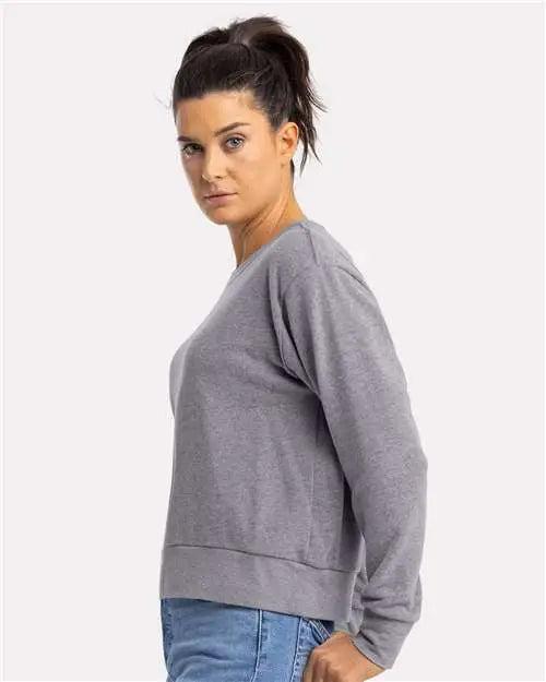 Next Level 9084 Women’s Sueded French Terry Sweatshirt - Heather Gray