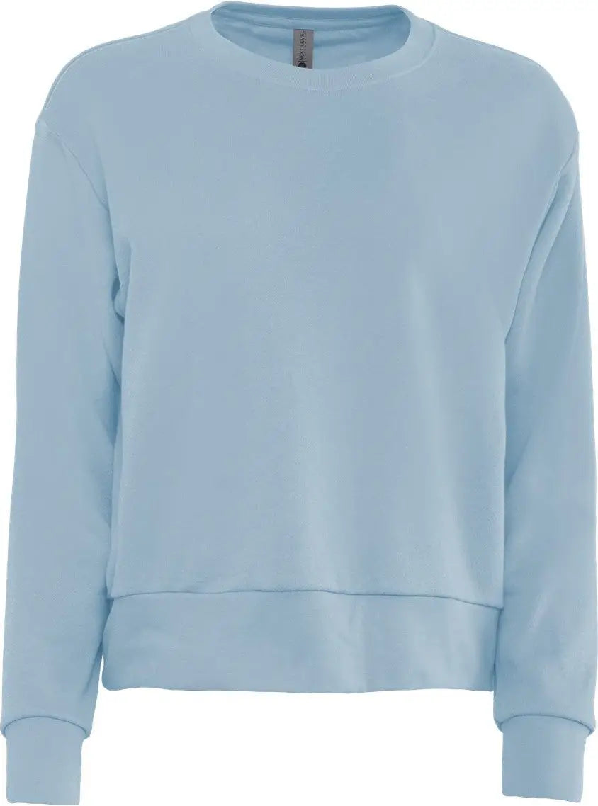 Next Level 9084 Women’s Sueded French Terry Sweatshirt - Stonewash Denim - Ladies Xs