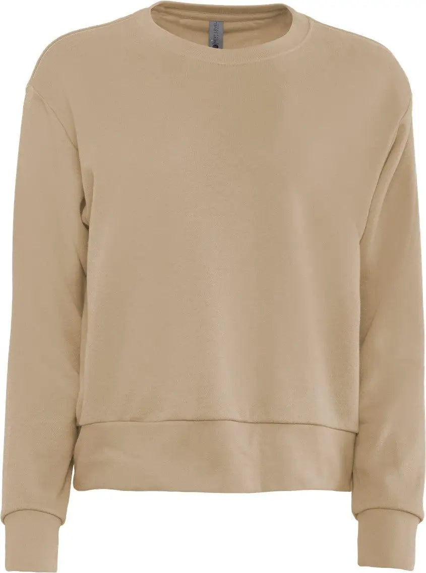 Next Level 9084 Women’s Sueded French Terry Sweatshirt - Tan - Ladies Xs