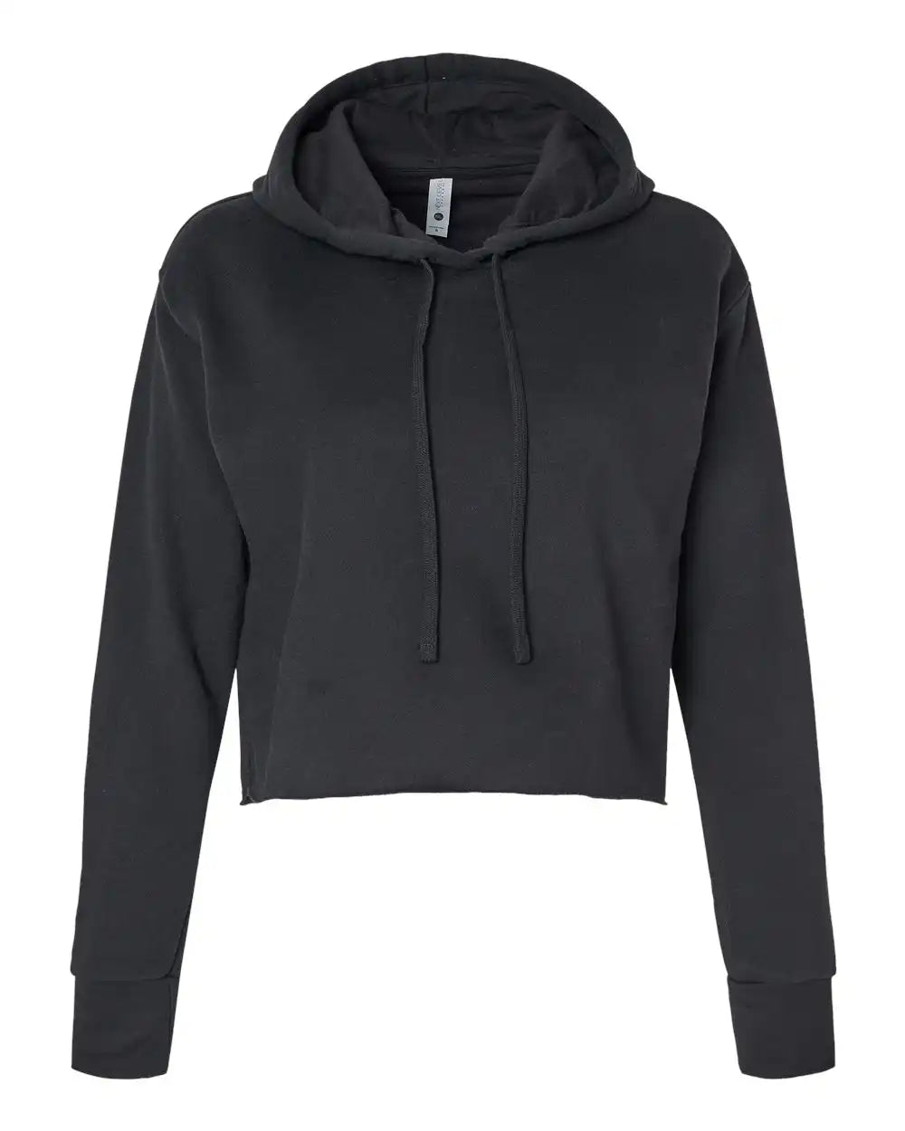 Next Level 9384 Women’s Laguna Sueded Raw Edge Crop Hoodie - Black - Xs