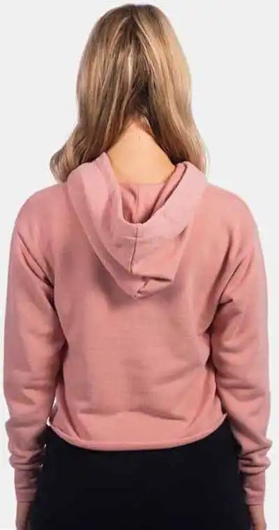 Next Level 9384 Women’s Laguna Sueded Raw Edge Crop Hoodie Desert Pink