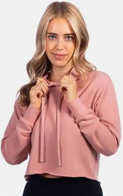 Next Level 9384 Women’s Laguna Sueded Raw Edge Crop Hoodie Desert Pink