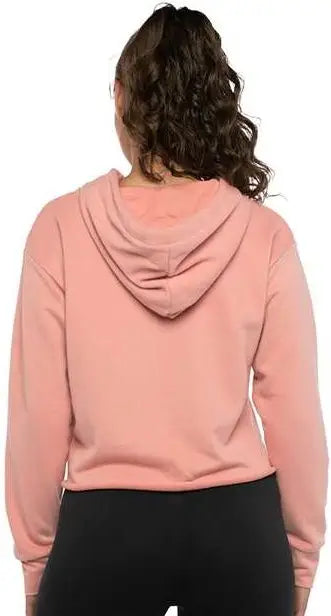 Next Level 9384 Women’s Laguna Sueded Raw Edge Crop Hoodie - Desert Pink