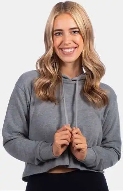 Next Level 9384 Women’s Laguna Sueded Raw Edge Crop Hoodie - Heather Gray