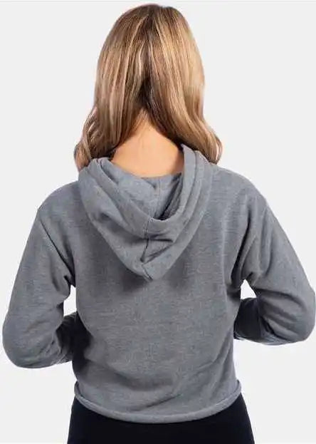 Next Level 9384 Women’s Laguna Sueded Raw Edge Crop Hoodie - Heather Gray