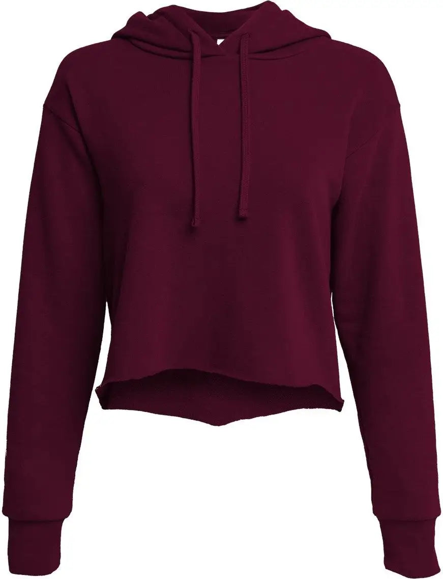 Next Level 9384 Women’s Laguna Sueded Raw Edge Crop Hoodie - Maroon - Ladies Xs