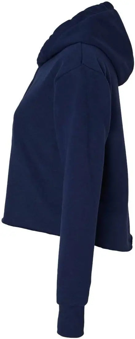 Next Level 9384 Women’s Laguna Sueded Raw Edge Crop Hoodie - Midnight Navy