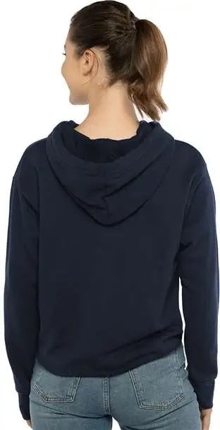 Next Level 9384 Women’s Laguna Sueded Raw Edge Crop Hoodie - Midnight Navy