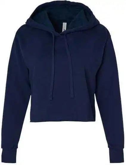 Next Level 9384 Women’s Laguna Sueded Raw Edge Crop Hoodie Midnight Navy